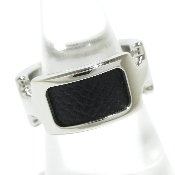 Auth HERMES Oramping PM - Silver Black Hardware Leather Ring #6 - Picture 3 of 7